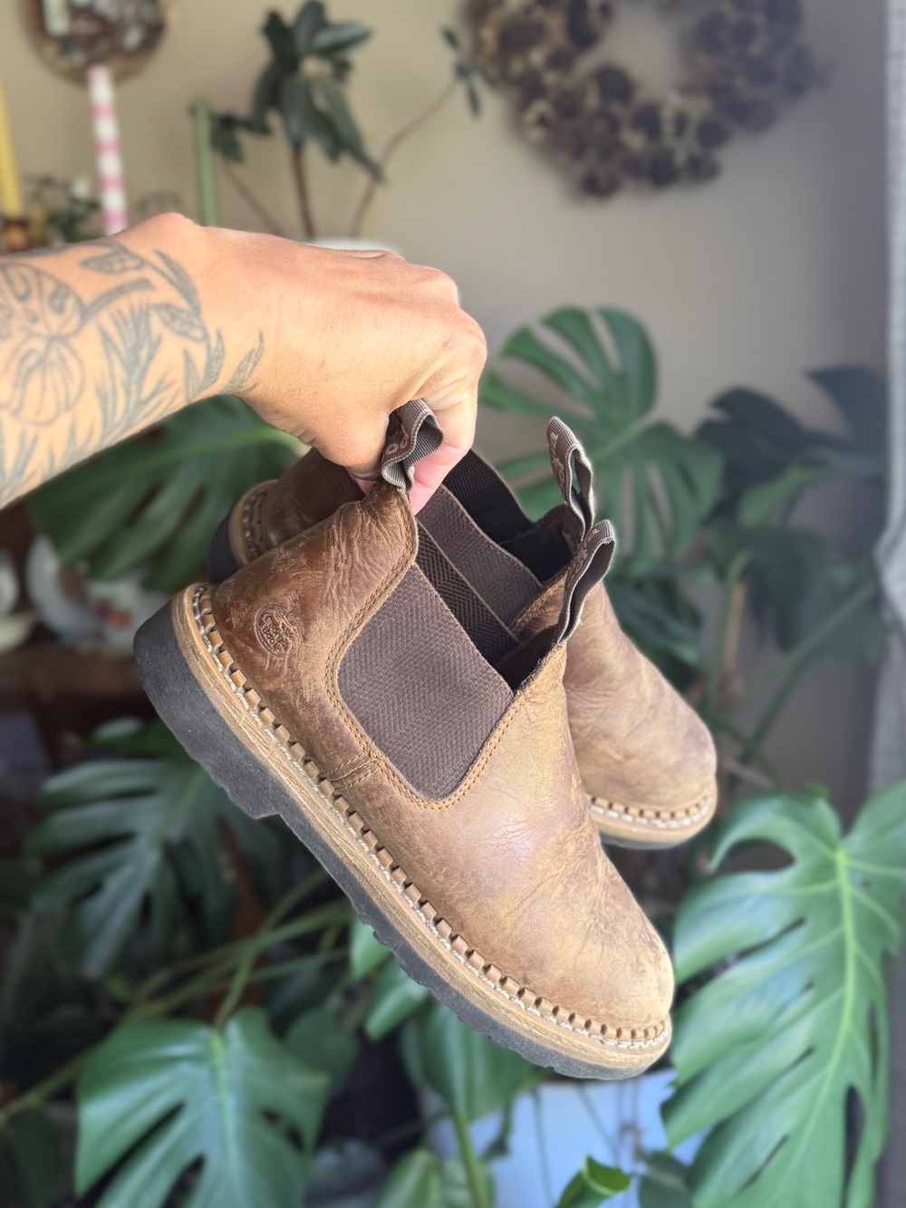 Georgia Boot Women's Brown Leather Chukka Chelsea Boots